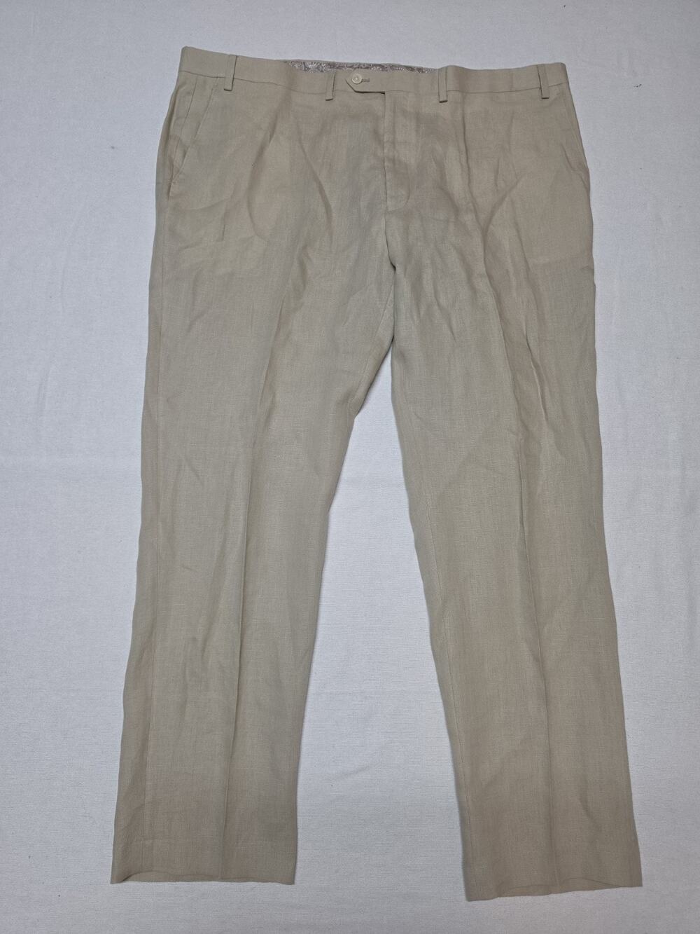 Lauren Ralph Lauren Men’s 44W 32L Beige 100% Linen Dress Pants Flat Front